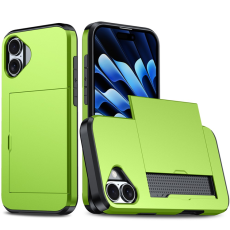 Amorus - AMORUS iPhone 17 Mobilskal Med Glidande Korthållare - Grön