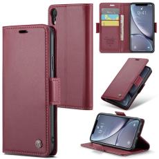 Caseme - CASEME iPhone XR Pl&aring;nboksfodral Konstl&auml;der RFID-Skydd R&ouml;d