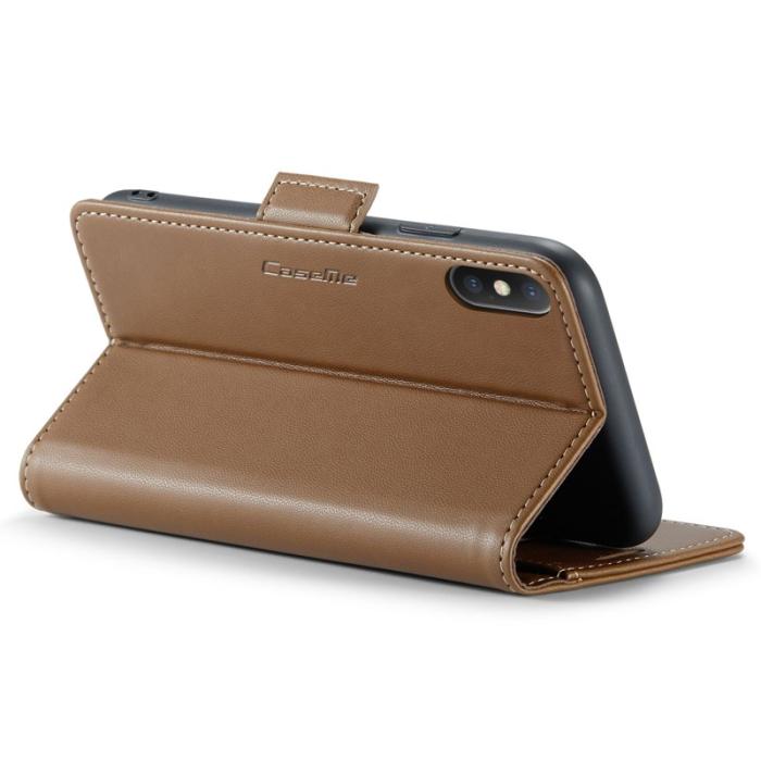 Caseme - CASEME 023 iPhone XS Plånboksfodral Konstläder med RFID-Skydd - Brun