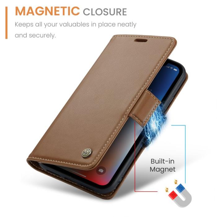 Caseme - CASEME 023 iPhone XS Plånboksfodral Konstläder med RFID-Skydd - Brun