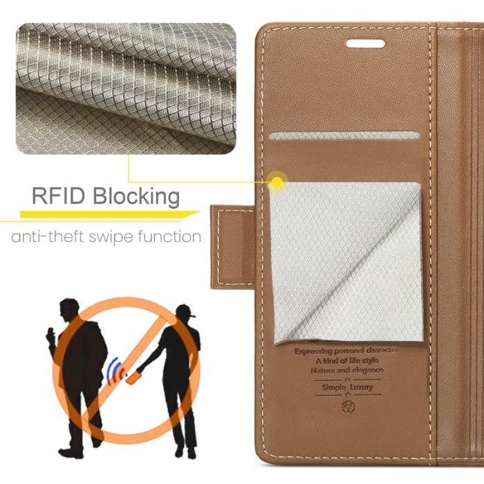 Caseme - CASEME 023 iPhone XS Plånboksfodral Konstläder med RFID-Skydd - Brun