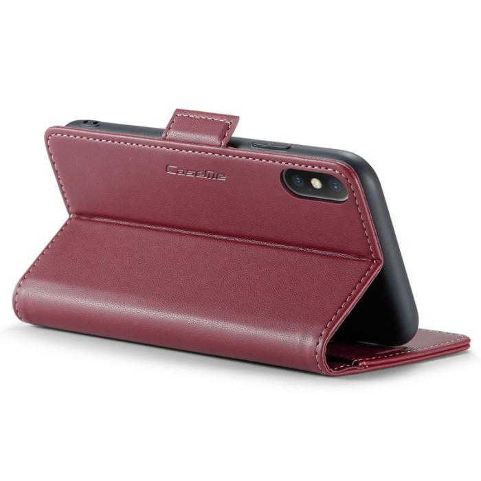 Caseme - CASEME 023 iPhone XS Plånboksfodral Konstläder med RFID-Skydd - Röd