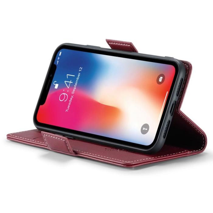 Caseme - CASEME 023 iPhone XS Plånboksfodral Konstläder med RFID-Skydd - Röd