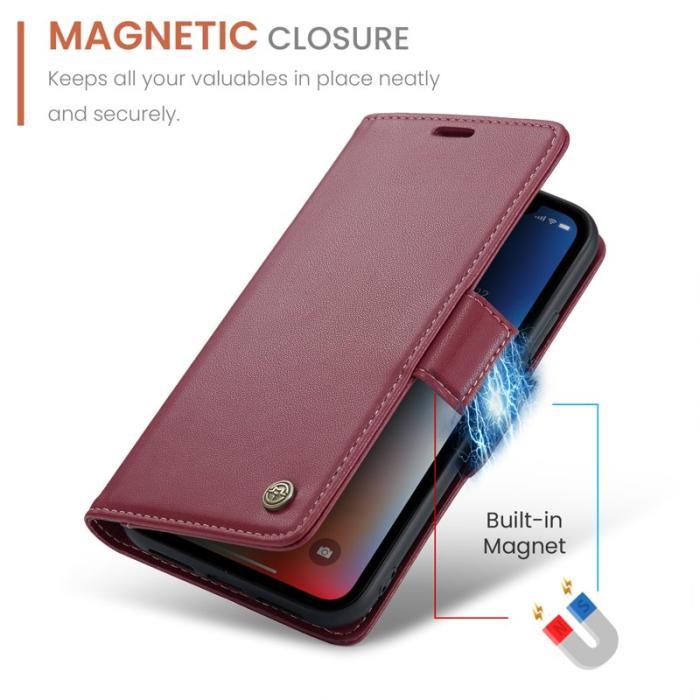 Caseme - CASEME 023 iPhone XS Plånboksfodral Konstläder med RFID-Skydd - Röd