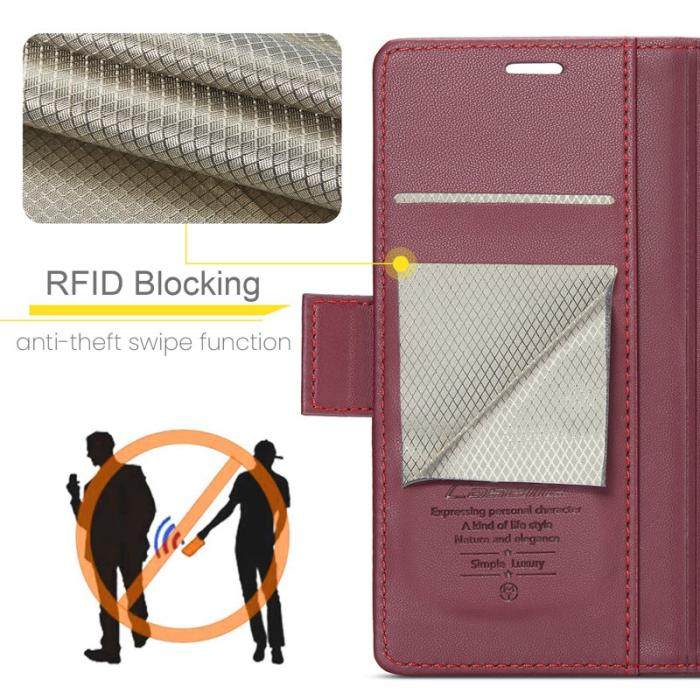Caseme - CASEME 023 iPhone XS Plånboksfodral Konstläder med RFID-Skydd - Röd
