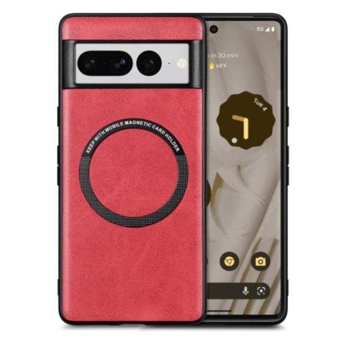 A-One Brand - Google Pixel 7 Pro Skal Magsafe Magnetic PU-Läder - Röd