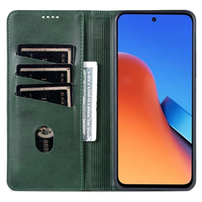 AZNS - AZNS Xiaomi 14 Plånboksfodral Anti-Scratch Ställ Plånboksfodral - Grön