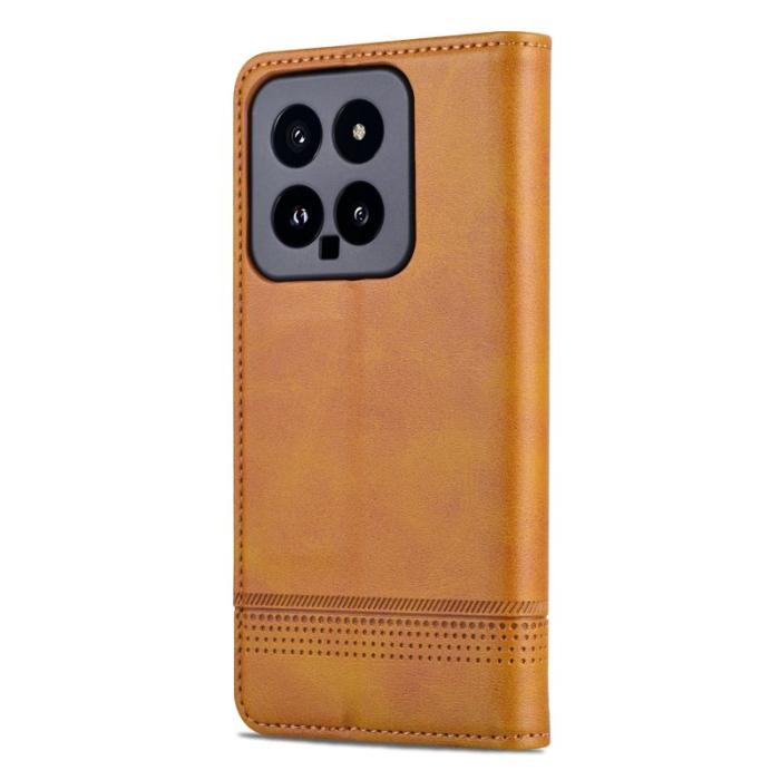 AZNS - AZNS Xiaomi 14 Plånboksfodral Anti-Scratch Ställ - Konstläder - Brun