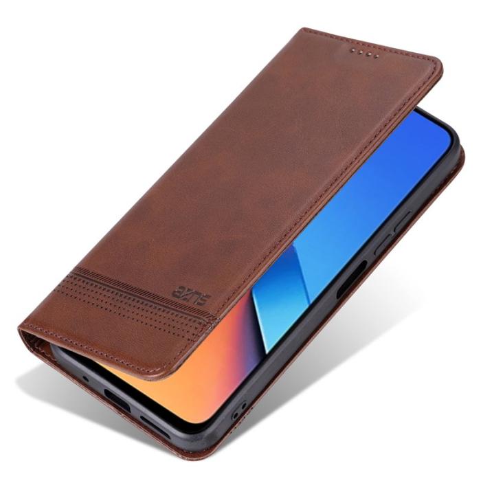 AZNS - AZNS Xiaomi 14 Plånboksfodral Anti-Scratch Ställ - Konstläder - Brun
