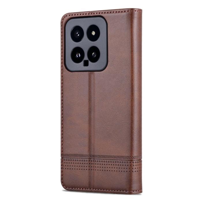 AZNS - AZNS Xiaomi 14 Plånboksfodral Anti-Scratch Ställ - Konstläder - Brun