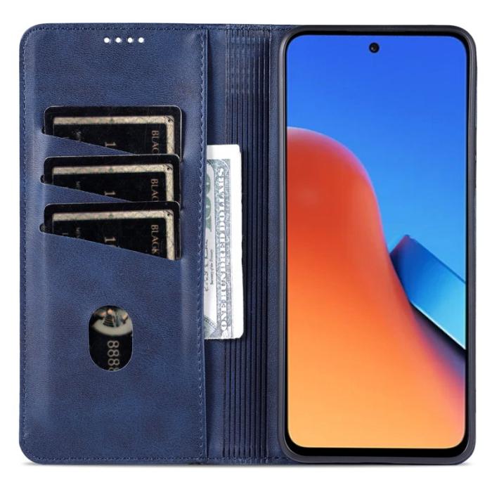 AZNS - AZNS Xiaomi 14 Konstläder Plånboksfodral Anti-Scratch Ställ - Blå