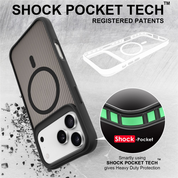 A-One Brand - iPhone 17 Pro Max Mobilskal MagSafe Carbon Fiber Texture - Svart