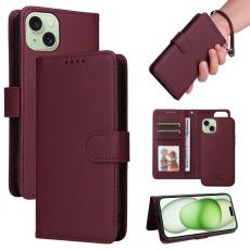 BETOPNICE - BETOPNICE iPhone 15 Plus Pl&aring;nboksfodral - Detachable Konstl&auml;der- Vinr&ouml;d
