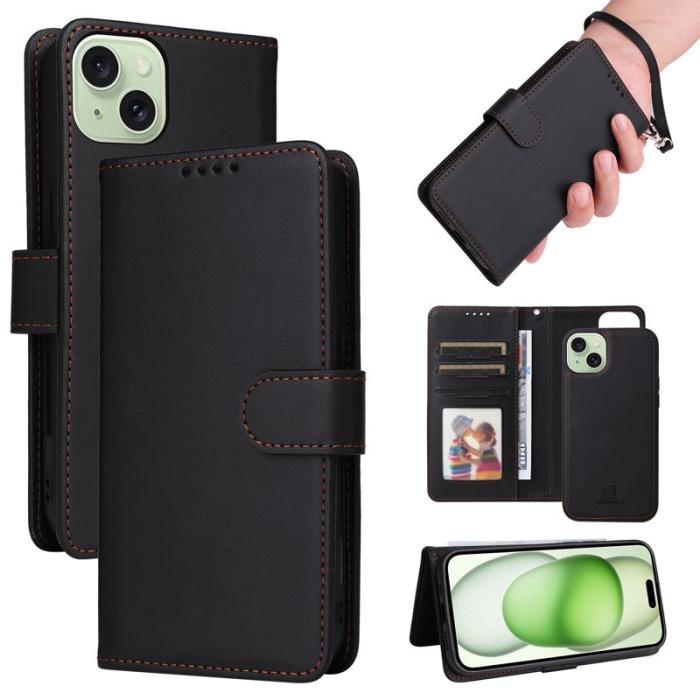 BETOPNICE - BETOPNICE iPhone 15 Plus Plånboksfodral - Avtagbart Konstläder - Svart