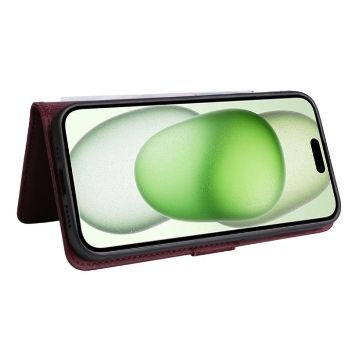 BETOPNICE - BETOPNICE iPhone 15 Plus Plånboksfodral - Detachable Konstläder- Vinröd