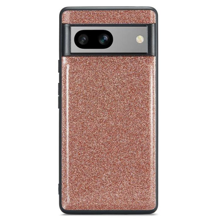 DG.MING - DG.MING Mobilskal till Google Pixel 7a Glitter PU Läder+PC+TPU Guld