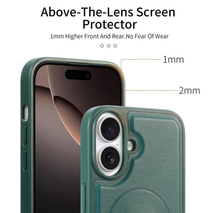 CASENEO - CASENEO iPhone 16 Plus Fodral - Magnetiskt KonstLäder - Grön