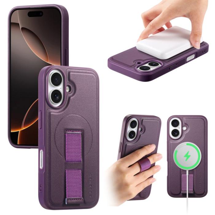 CASENEO - CASENEO iPhone 16 Plus Fodral - Magnetiskt KonstLäder - Lila
