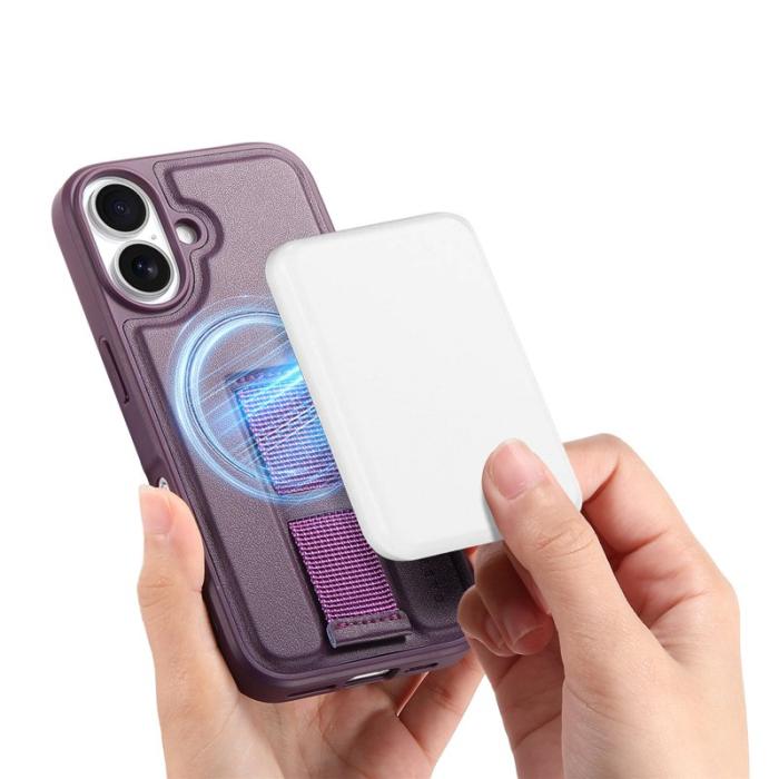 CASENEO - CASENEO iPhone 16 Plus Fodral - Magnetiskt KonstLäder - Lila