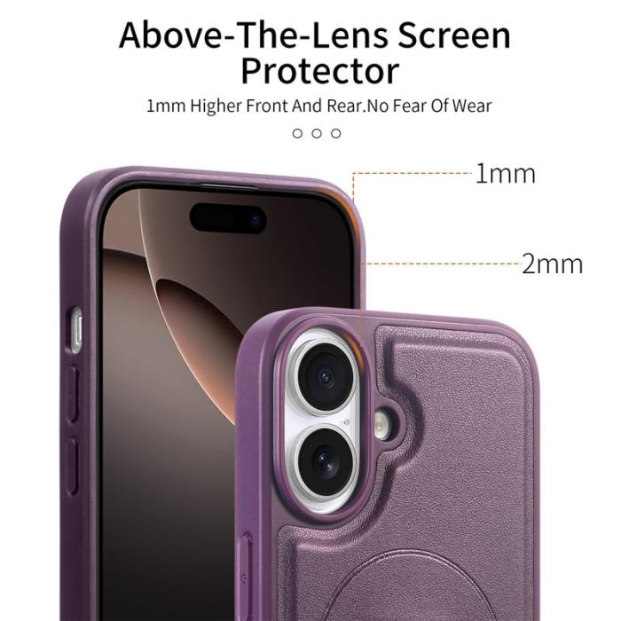 CASENEO - CASENEO iPhone 16 Plus Fodral - Magnetiskt KonstLäder - Lila