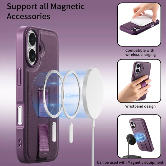 CASENEO - CASENEO iPhone 16 Plus Fodral - Magnetiskt KonstLäder - Lila