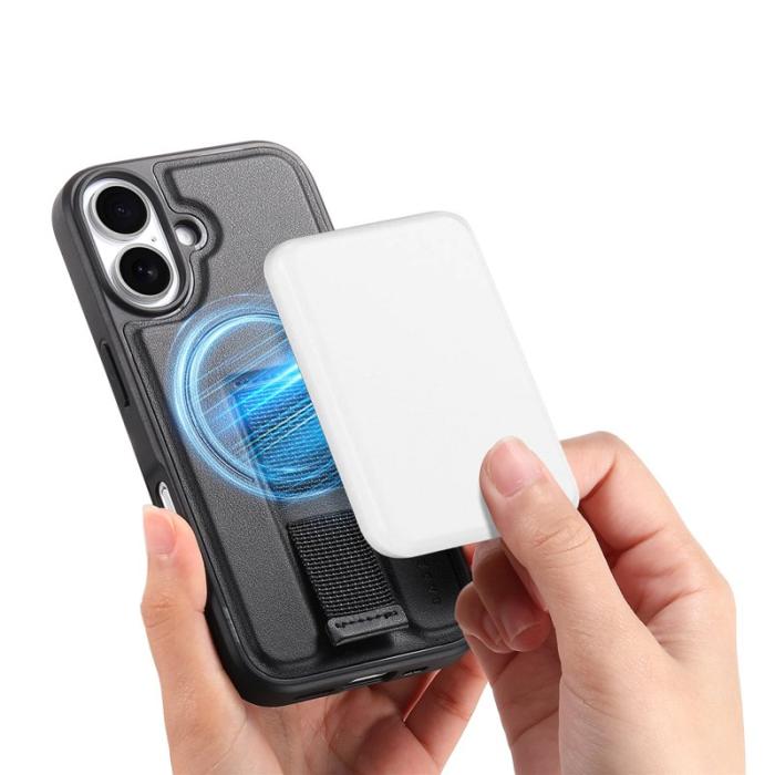CASENEO - CASENEO iPhone 16 Plus Fodral - Magnetiskt KonstLäder + PC - Svart