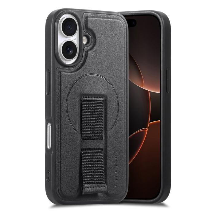 CASENEO - CASENEO iPhone 16 Plus Fodral - Magnetiskt KonstLäder + PC - Svart
