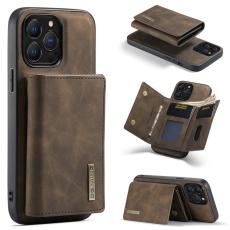 DG.MING - DG.MING iPhone 16 Pro Konstl&auml;der Pl&aring;nboksfodral Kickstand Brun