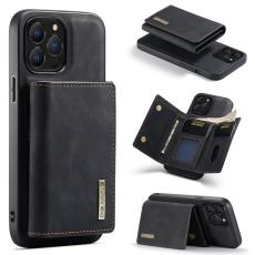 DG.MING - DG.MING iPhone 16 Pro Konstl&auml;der Pl&aring;nboksfodral Kickstand Svart