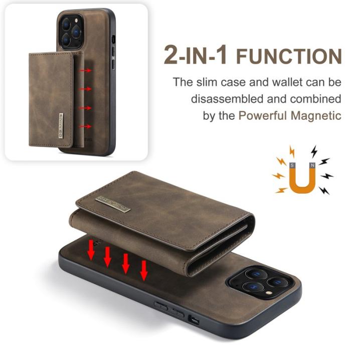 DG.MING - DG.MING iPhone 16 Pro Konstläder Plånboksfodral Kickstand Brun