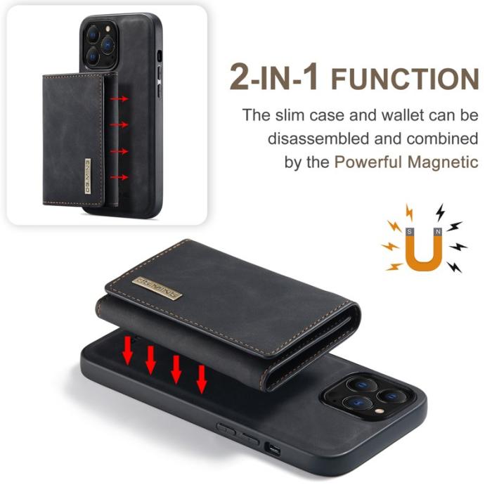 DG.MING - DG.MING iPhone 16 Pro Konstläder Plånboksfodral Kickstand Svart