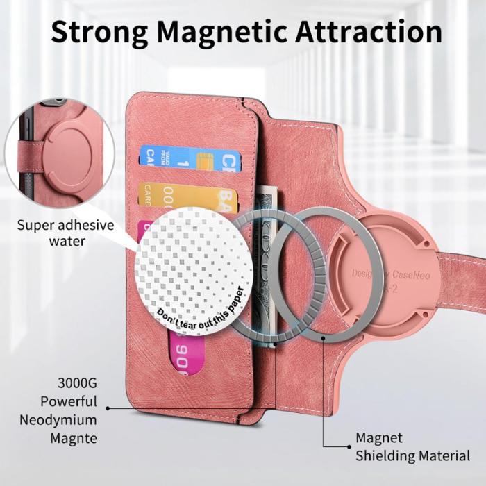 CASENEO - CASENEO Xiaomi 14 Plånboksfodral Konstläder - Detachable - Rosa