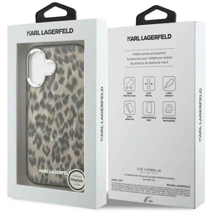 KARL LAGERFELD - Karl Lagerfeld iPhone 16 Mobilskal MagSafe IML Leopard - Brun