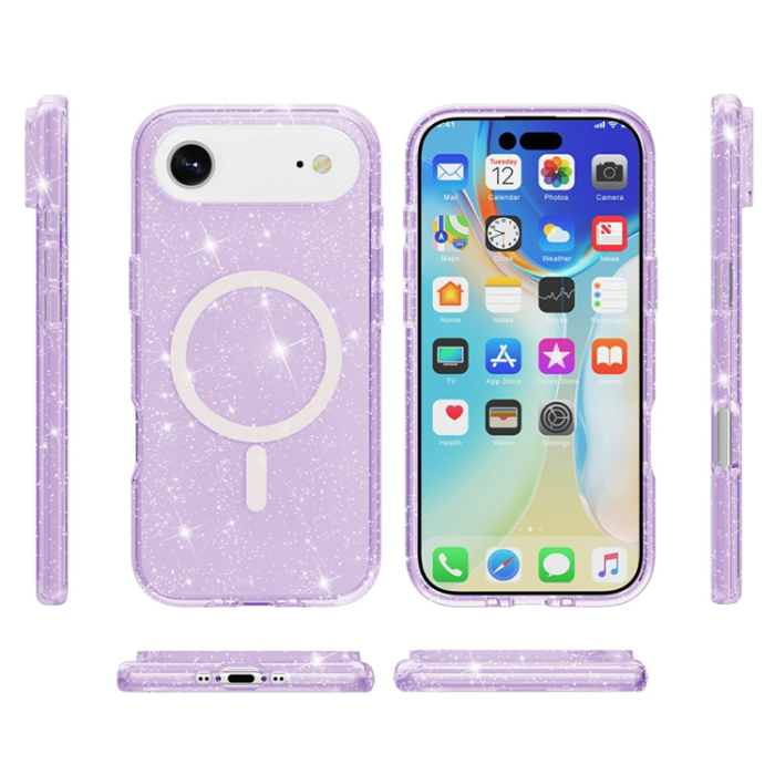 A-One Brand - iPhone 17 Air Mobilskal MagSafe Puderglitter - Lila