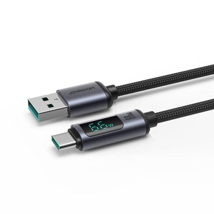 Joyroom - Joyroom USB-C till USB-A kabel 66W med LED display 1.2m - Svart