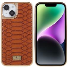 FIERRE SHANN - FIERRE SHANN iPhone 14 Fodral Python Textur KonstL&auml;der - Brun