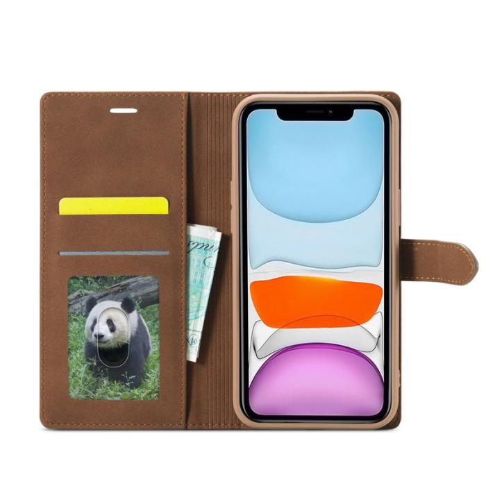FORWENW - FORWENW iPhone 13 Plånboksfodral i Konstläder - Brun - Full Protection