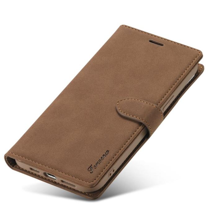 FORWENW - FORWENW iPhone 13 Plånboksfodral i Konstläder - Brun - Full Protection