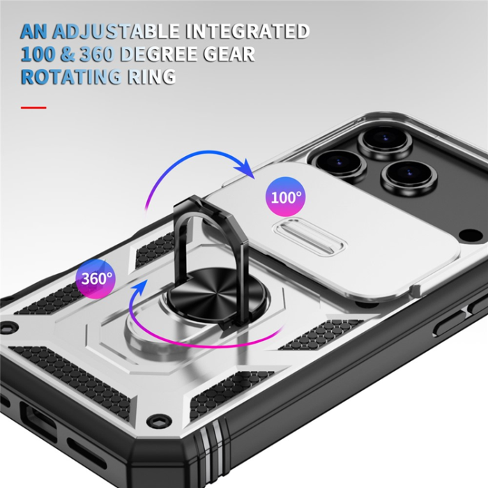 A-One Brand - iPhone 17 Pro Max Mobilskal Slide Camshield Kickstand - Vit