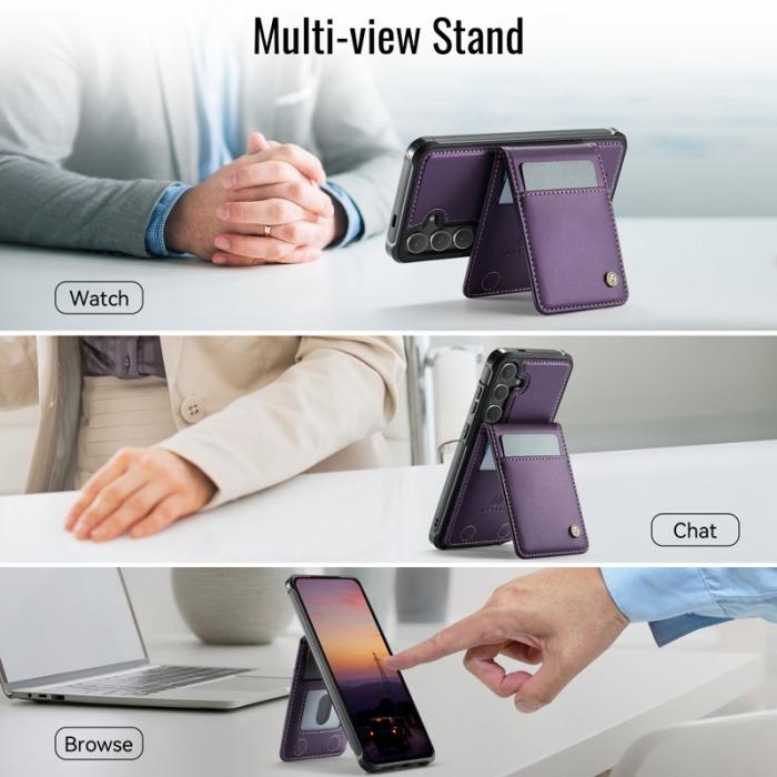 JEEHOOD - JEEHOOD J06 Konstläder fodral till Samsung Galaxy S24+ MagSafe Lila