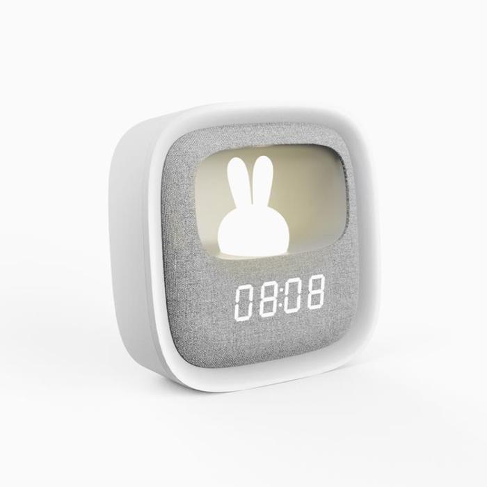 Forever Light - Forever Light Väckarklocka med LED Bunny Nattlampa AURORA PURE - Vit