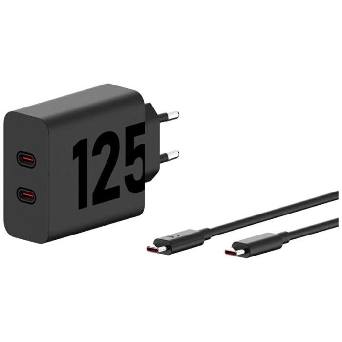 Motorola - Motorola Snabbladdare 125W 2xUSB-C med 1m Kabel TurboPower - Svart