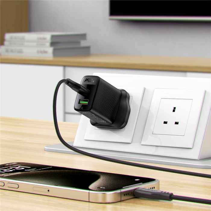 Acefast - ACEFAST GaN Snabbladdare 30W USB-A - USB-C PD UK A99 - Svart
