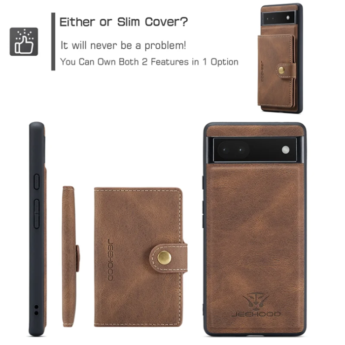 OEM - JEEHOOD Google Pixel 6a Fodral KonstLäder - Brun