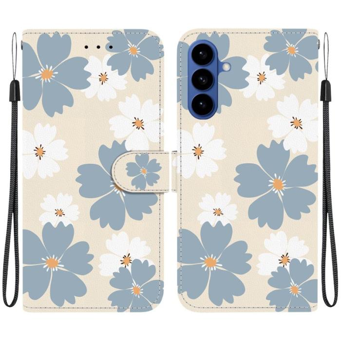 OEM - Samsung Galaxy S26 Fodral Mönstertryck Konstläder Ställ - Blå Daisy