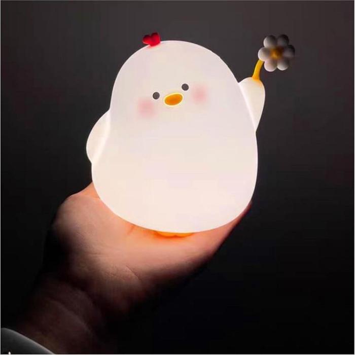 OEM - LED Nattlampa Tryck Chicken Art Deco - Vit