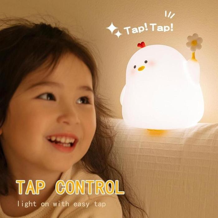 OEM - LED Nattlampa Tryck Chicken Art Deco - Vit