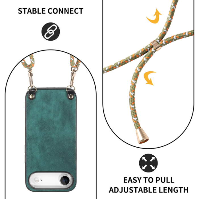 A-One Brand - iPhone Air Mobilskal med Justerbar Rem Retro Läder - Grön