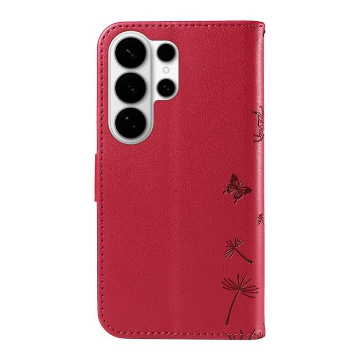 OEM - Samsung Galaxy S26 Ultra Fodral Äkta Läder Med Rem Dandelion - Röd