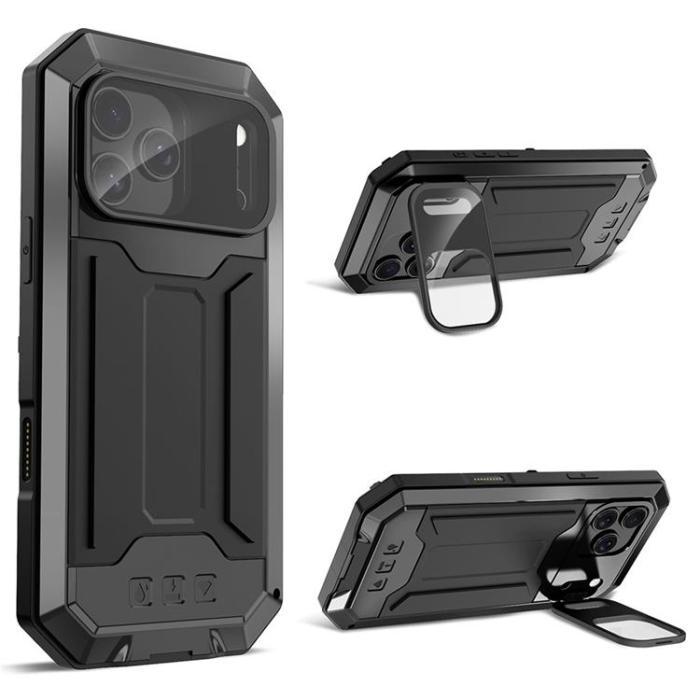 R-JUST - R-JUST iPhone 17 Pro Mobilskal med Härdat Glas - Svart